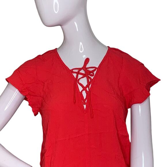 Madewell Mini Dress Short Sleeve Red Cherry Pullover Size XS - Picture 2 of 9